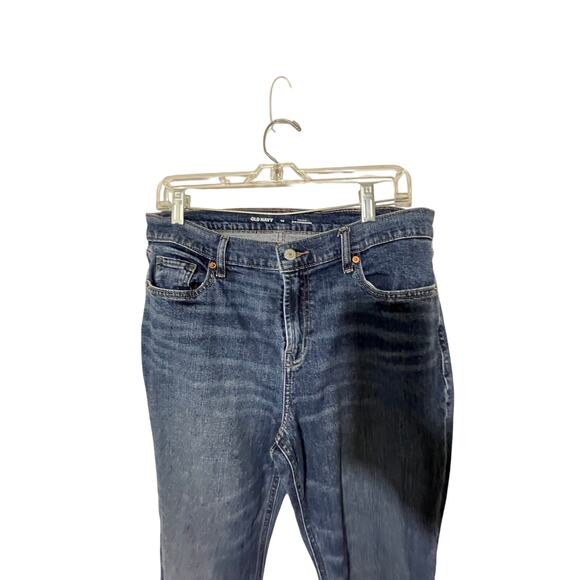 Old Navy Women's Mid-Rise Boyfriend Jeans Denimcore Raw Hem Dark Wash 10 Casual - Picture 3 of 5